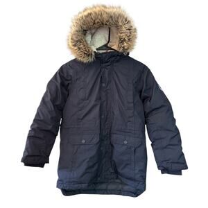 Lands' End Kids Black Parka with Faux Fur Hood